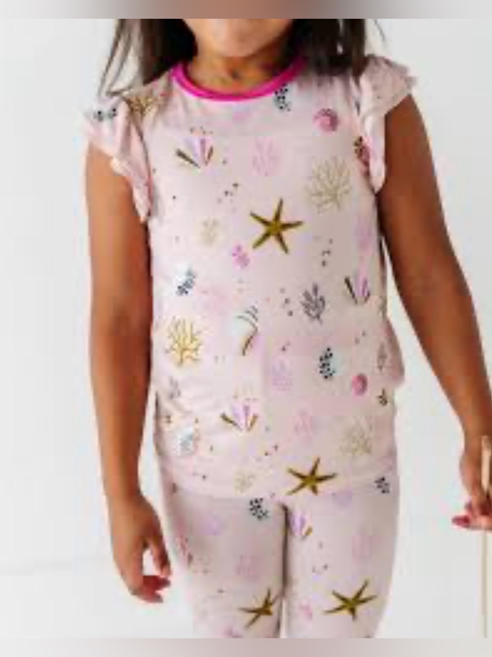KIKI + LULU Short Sleeve Bamboo Pajama Set in Sandy Sea Shells - 5-6